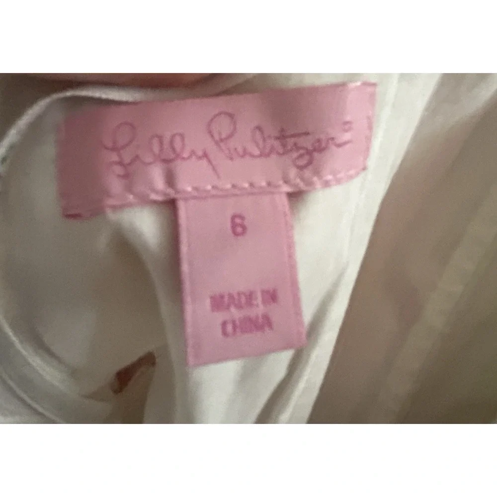 Lilly Pulitzer Dress 6 Vanessa Floral Print Cotton Strapless Pink Green Yellow - Picture 5 of 13